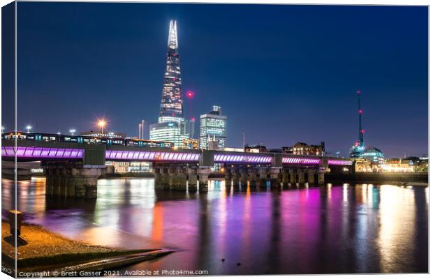 Cannon Street and Shard at Night Canvas Print by Brett Gasser