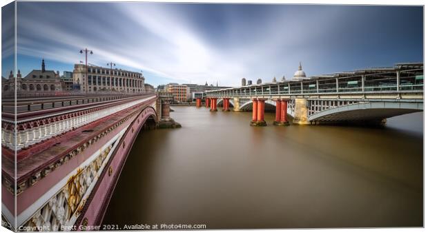 Blackfriars Bridges Canvas Print by Brett Gasser