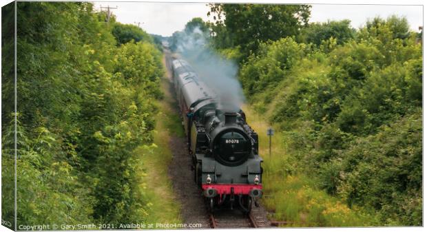 Steam Train 80078 MNR Norfolk Driver Waving Canvas Print by GJS Photography Artist