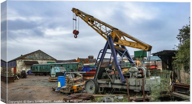 Old Crane Used on Rails  Canvas Print by GJS Photography Artist