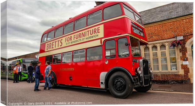 Double Decker With Advertising Canvas Print by GJS Photography Artist