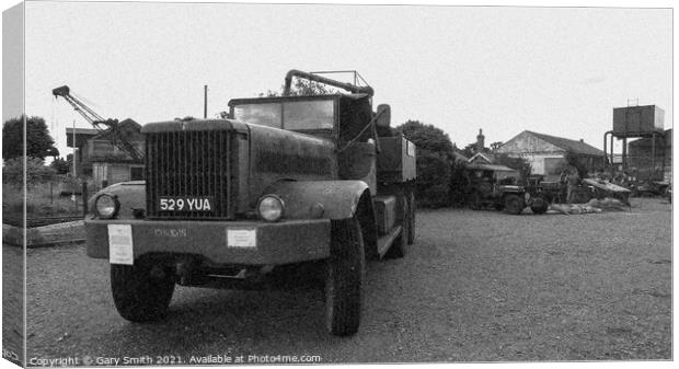 M19 Tank Transporter in B&W Grain Canvas Print by GJS Photography Artist