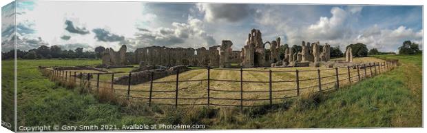 Panorama of Castle Acre Ruins Canvas Print by GJS Photography Artist