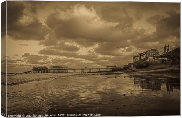 Charming Cromer Pier in Sepia Canvas Print by GJS Photography Artist