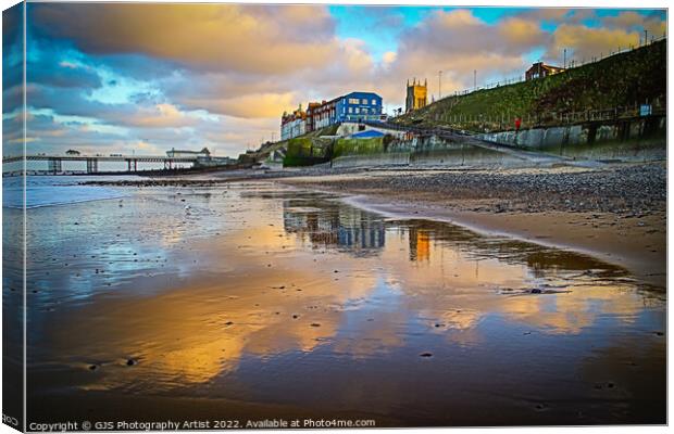 Cromer Along Clifftop and Reflections Canvas Print by GJS Photography Artist