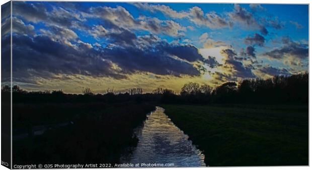 Sunset at the Watermeadows Canvas Print by GJS Photography Artist
