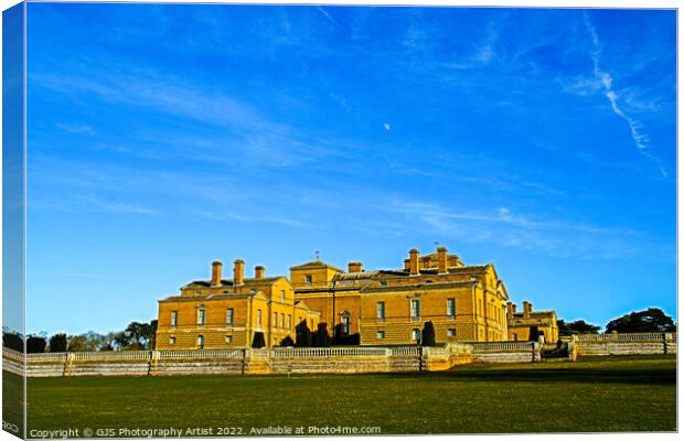 Holkham Hall Side View and Moon  Canvas Print by GJS Photography Artist