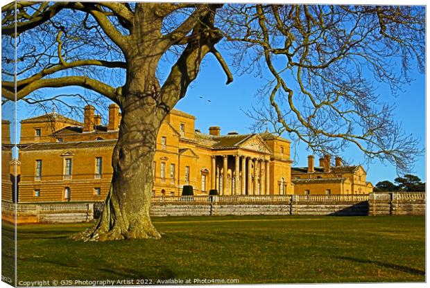 Holkham Hall and the Tree Canvas Print by GJS Photography Artist