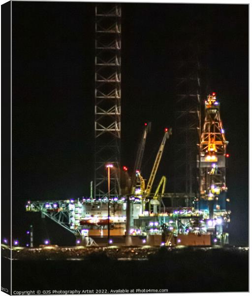 Rig All Lit Up  Canvas Print by GJS Photography Artist