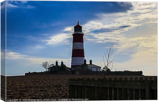Happisburgh Lighthouse from Footpath Canvas Print by GJS Photography Artist