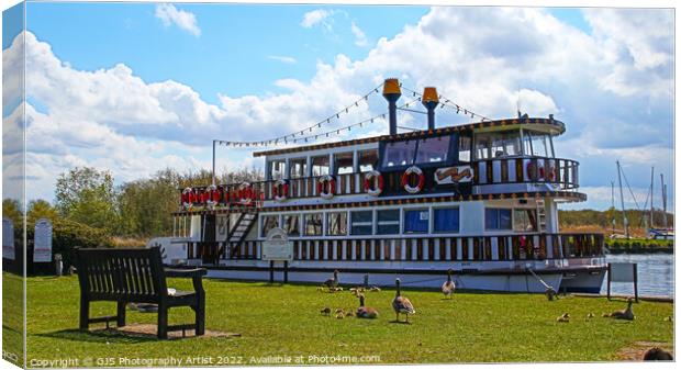 Paddle Steamer with Geese Audiance Canvas Print by GJS Photography Artist