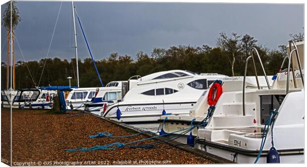 All Moored up ready for the storms Canvas Print by GJS Photography Artist