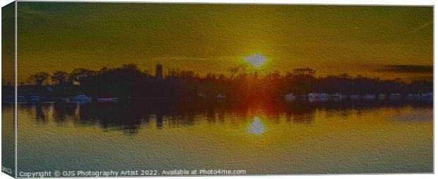 Ranworth Broad Sunset in Oil Canvas Print by GJS Photography Artist