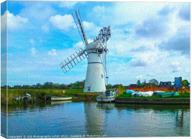 Thurne Windmill in Oil Canvas Print by GJS Photography Artist