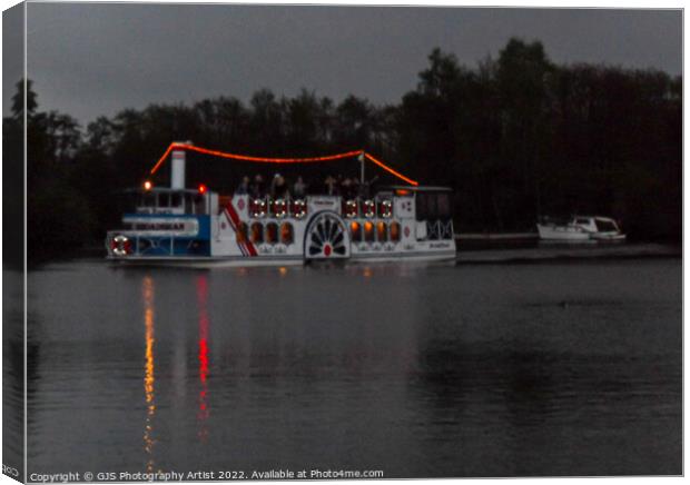 Vintage Boardsman Paddle Steamer Lights Glowing Canvas Print by GJS Photography Artist