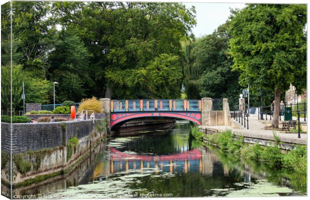 Thetford Town Bridge Crossing Little Ouse Canvas Print by GJS Photography Artist
