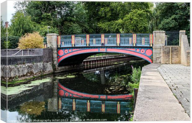Thetford Town Bridge Waterside Canvas Print by GJS Photography Artist