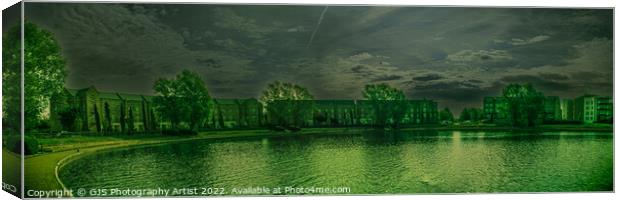 Caldecotte Lake Milton Keynes Panorama Shaddow Light Canvas Print by GJS Photography Artist