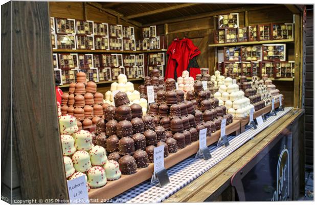 Tempting Marshmallows at York Christmas Market Canvas Print by GJS Photography Artist