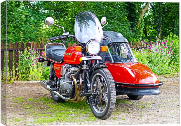 Classic Suzuki with Vintage Sidecar Canvas Print by GJS Photography Artist