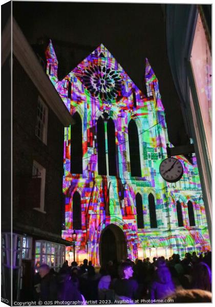 York Minster Colour and Light Projection image 9 Canvas Print by GJS Photography Artist