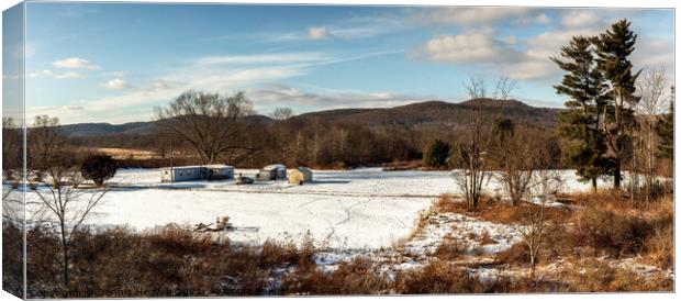 A Pennsylvania Snow Covered Landscape Panorama Canvas Print by Dennis Heaven