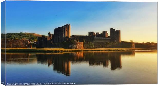 Caerphilly Castle Sunset Canvas Print by James Mills