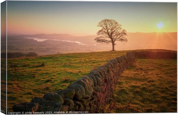 Sunset at Tittesworth Canvas Print by philip kennedy