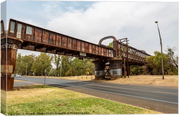 Dubbo Rail Bridge Over Macquarie River Canvas Print by Antonio Ribeiro