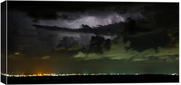 Lightning Crawler Cloud-to-Air Canvas Print by Antonio Ribeiro