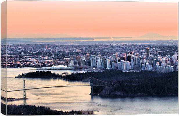 Vancouver Sunset Fades to Pastels, Shimmers of Light Canvas Print by Buz Reid