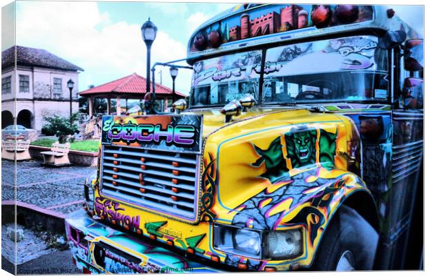 Psychedelic Bus to Funky Town, Panama Style Canvas Print by Buz Reid