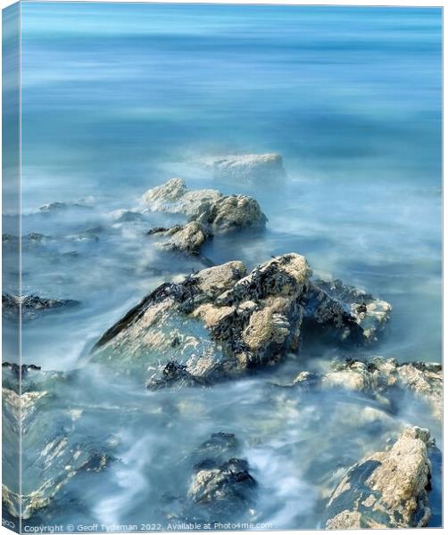 Rock Pools at Fistral Beach Canvas Print by Geoff Tydeman