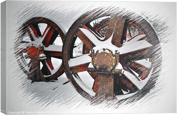 wheels in a blizzard Canvas Print by Ferenc Kalmar