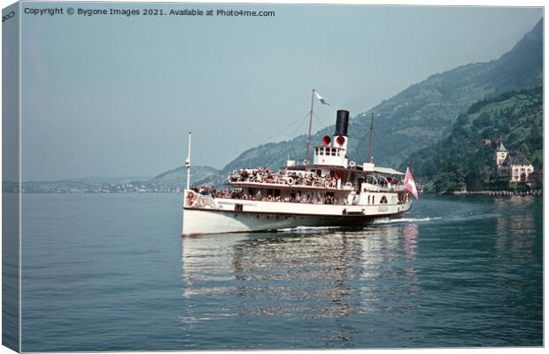 Paddle Steamer Gallia Lake Lucerne Switzerland 1960s Canvas Print by Bygone Images