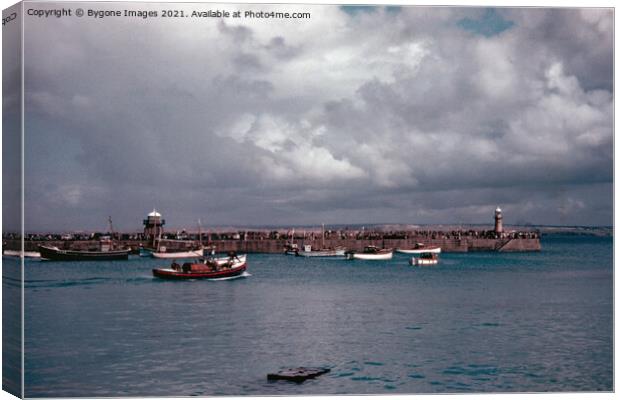 Stormy Sky and Lifeboat St Ives Cornwall 1956 Canvas Print by Bygone Images
