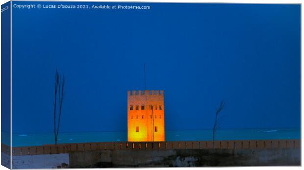 Illuminated watch tower Canvas Print by Lucas D'Souza