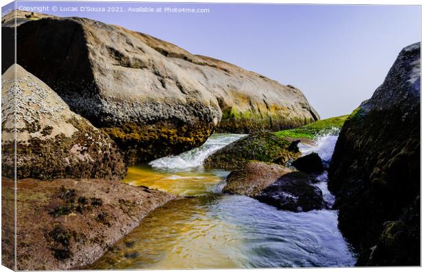 Rocky sea inlet at Someshwar, Mangalore, India Canvas Print by Lucas D'Souza