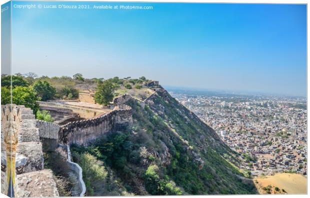 View of Jaipur city from Nahargarh fort in Rajasthan, India Canvas Print by Lucas D'Souza