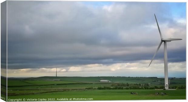 Emley Moor Mast and Turbine Canvas Print by Victoria Copley