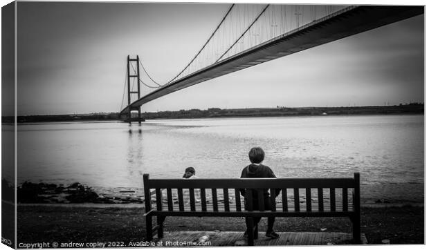 Children By The Bridge Canvas Print by andrew copley