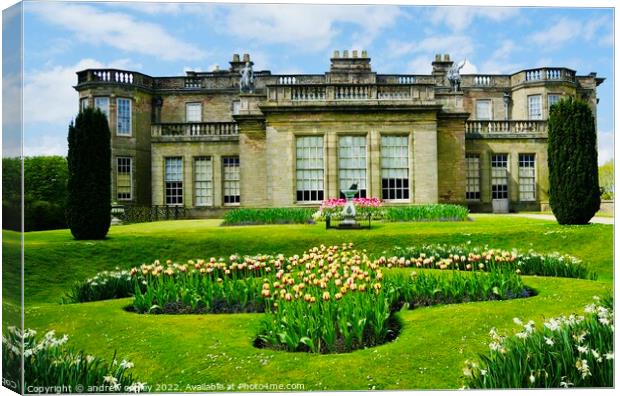 The Grand House at Lyme Park Canvas Print by andrew copley