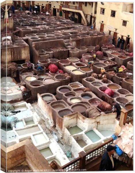 An Immersive Experience in Fez's Leather Tanneries Canvas Print by Roger Mechan