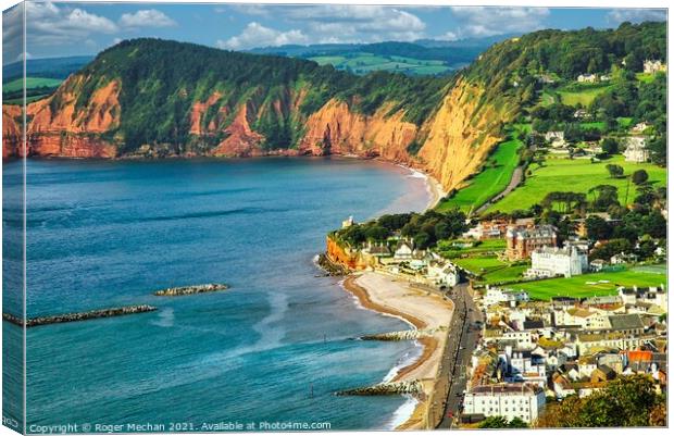 Red Earth Cliffs of Sidmouth Canvas Print by Roger Mechan