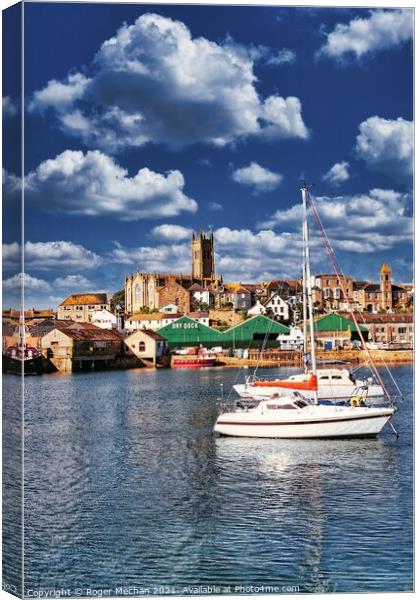 Serene beauty of Penzance Harbour Canvas Print by Roger Mechan