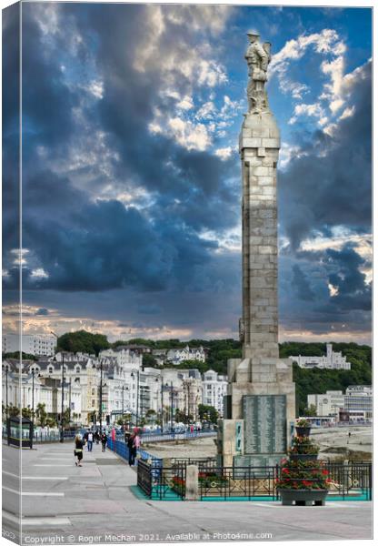 Remembrance Column on Douglas Promenade Canvas Print by Roger Mechan