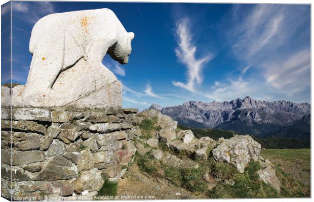 White Stone Bear Stands Watch Canvas Print by Roger Mechan