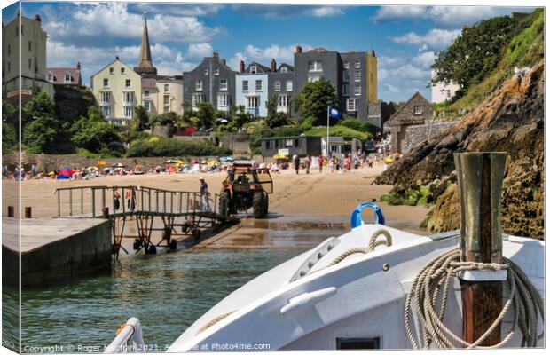 Stunning View of Tenby Beach Canvas Print by Roger Mechan