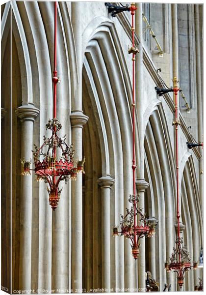 Illuminated Gothic Arches Canvas Print by Roger Mechan