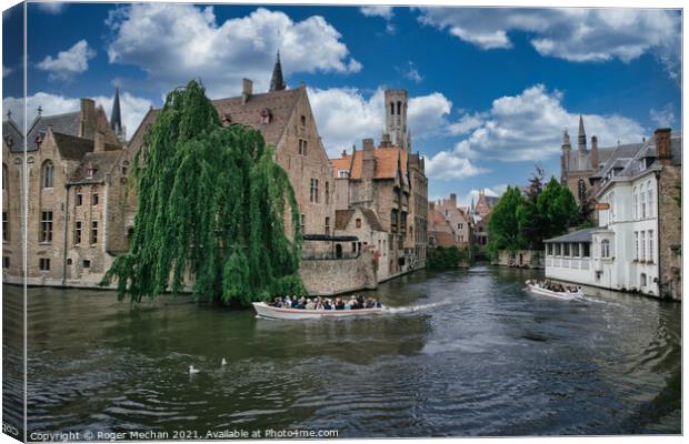 Enchanting Bruges Canal Castle Canvas Print by Roger Mechan